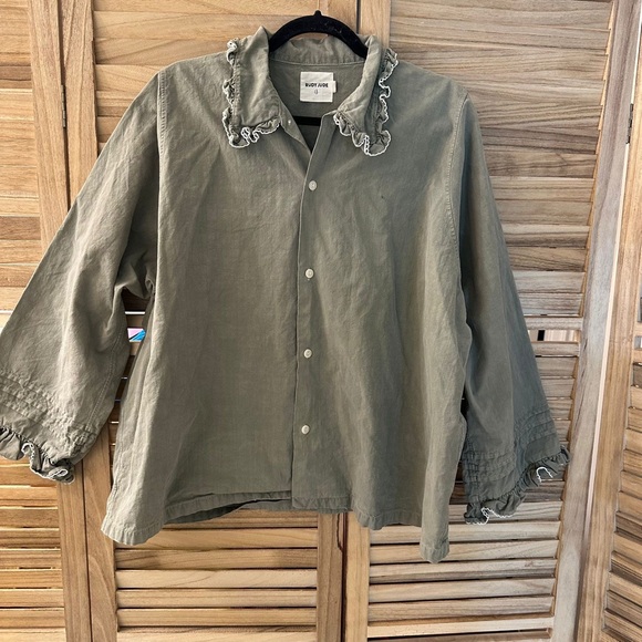 Rudy Jude Pillowcase Button down shirt with lace in sage size XXL - Picture 4 of 7